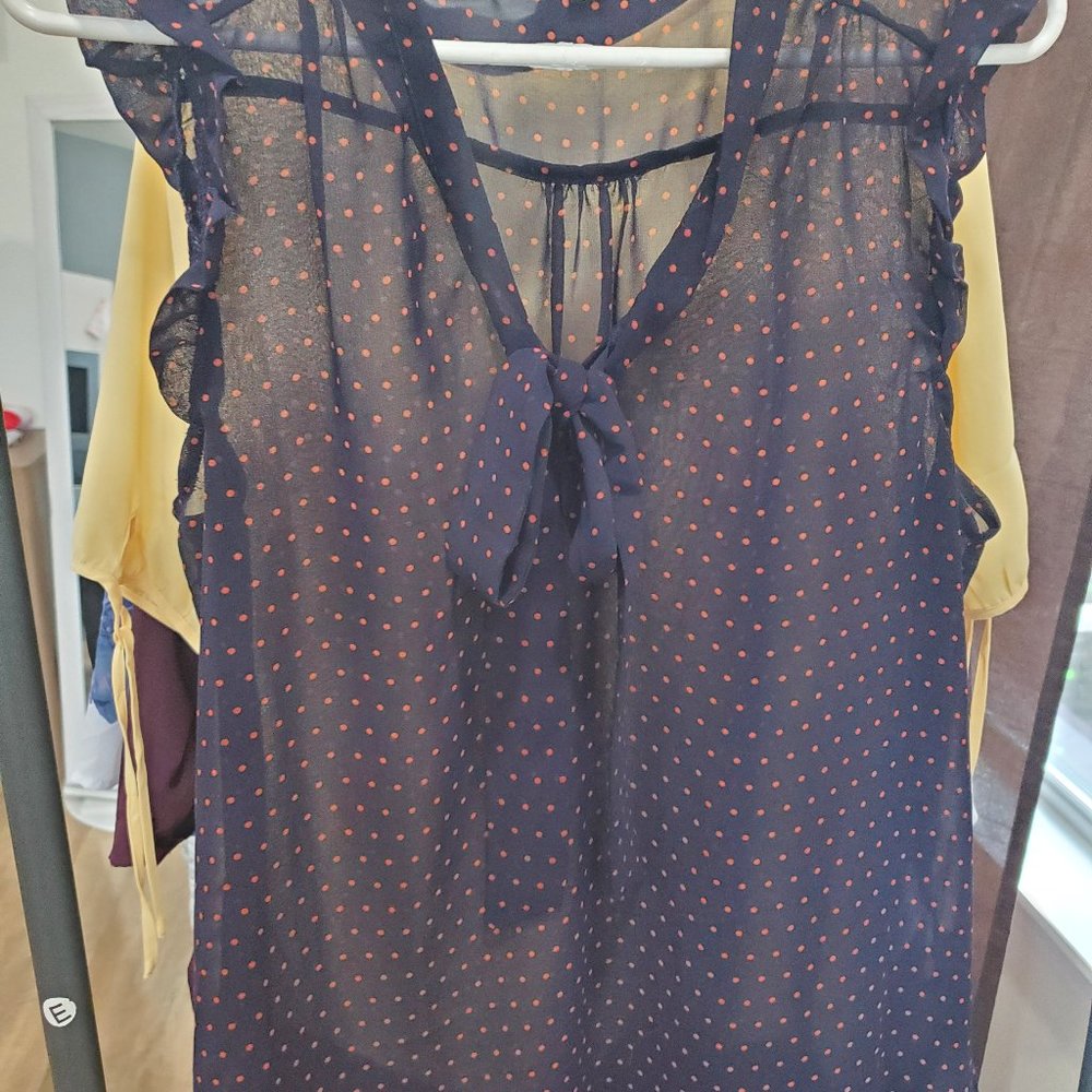 Sheer Tie Front Blouse